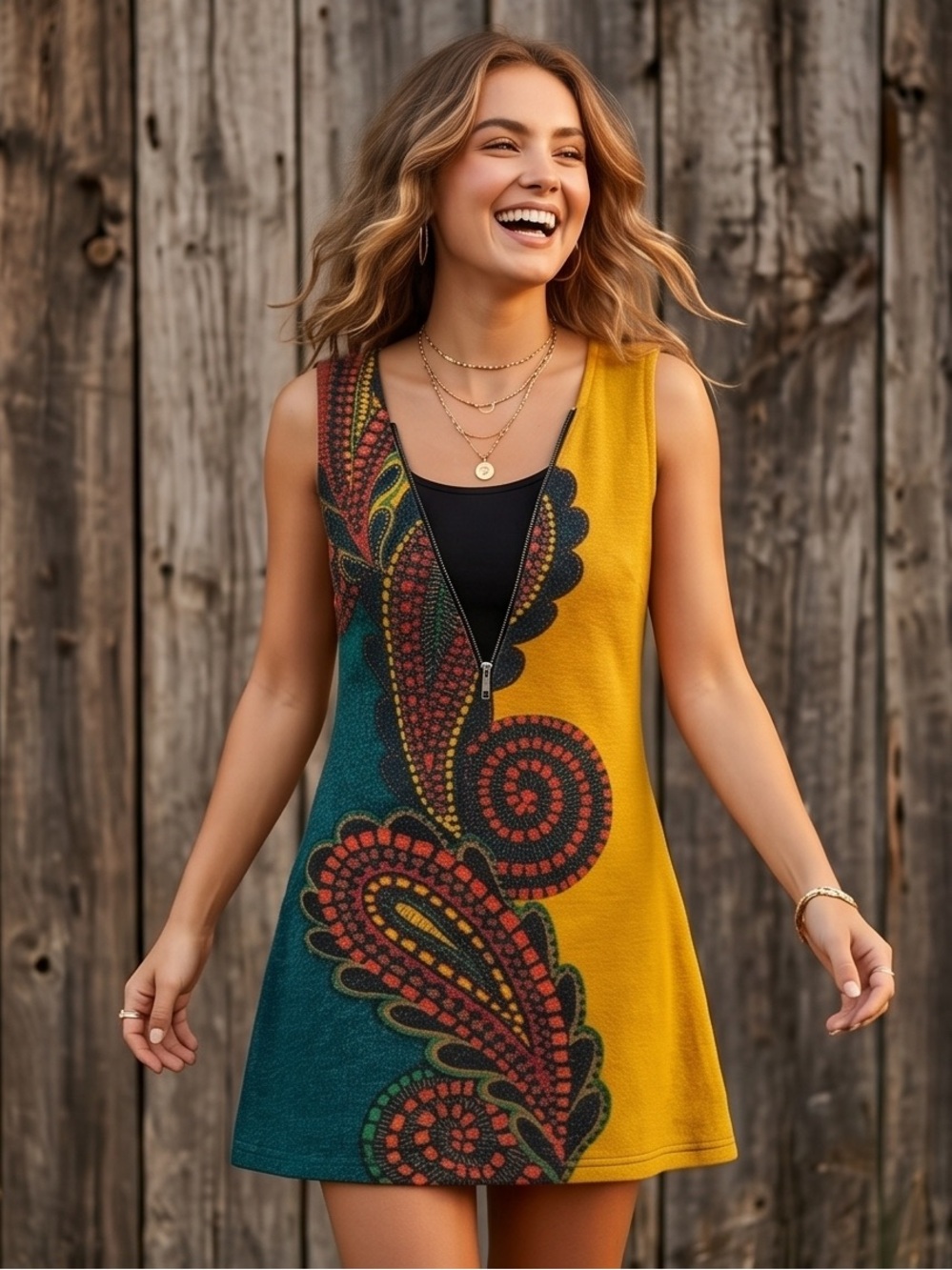 Aryeh Paisley Panel Mini Dress – Size Small